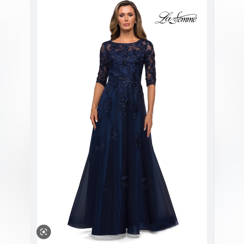 La Femme Style #27922 Three Quarter Sleeve A-line Gown *NEW*